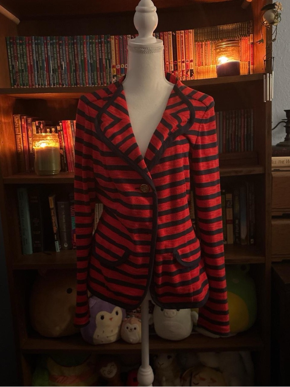 Striped Red and Navy Women's Blazer Jacket